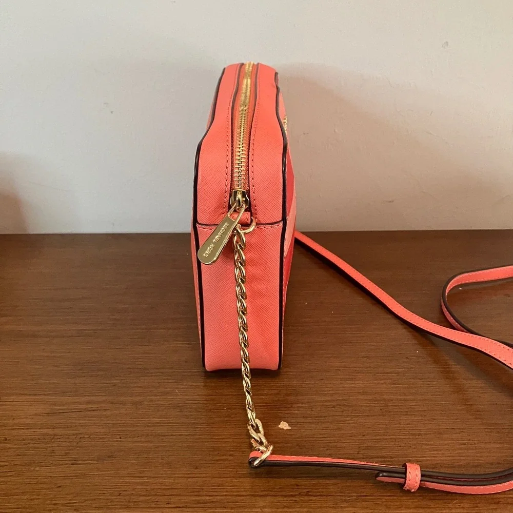 Michael Kors Jet‎ Set East West Crossbody Bag Coral Pink Red Patchwork Saffiano